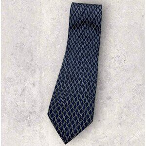 NEW ROMEO GIGLI Silk Tie ITALY Navy Gray Chain W:3.6"